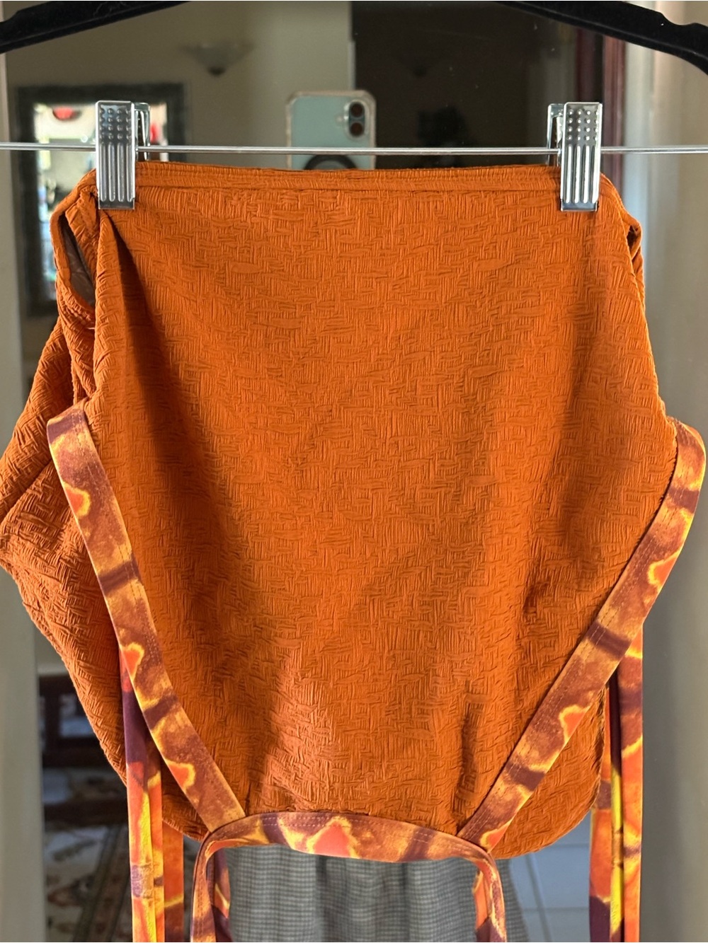 Free People Rust Orange Textured Halter One-Piece Swimsuit with Sash - Picture 8 of 11